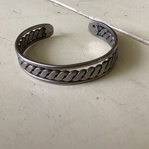 Vintage Silver Navajo Style Cuff Metal Bracelet Small